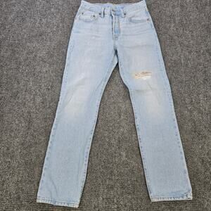 Levi's 501 Patchwork Jeans Womens 27x30 Light Wash Distressed 150th